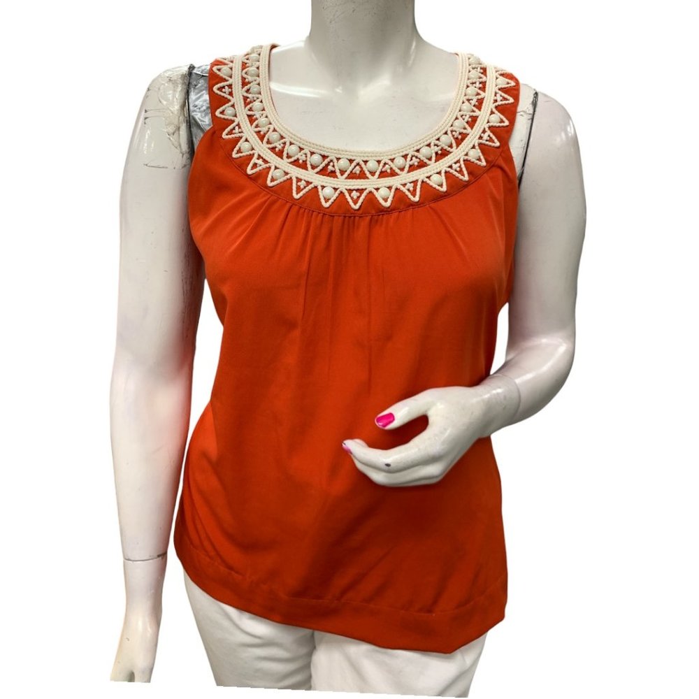 Banana Republic Orange Blouse with Cream Accents